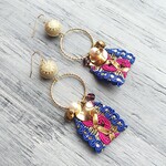 カラフル刺繍リボンのエスニックチロリアンピアスorイヤリング