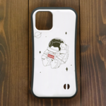 ペンギン【iPhone12・iPhone11対応】うちゅう・ホワイト　グリップケース iPhone用【各機種あります】