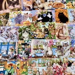 (再販×9)ニャンコの紙モノセットH＊コラージュ素材＊コラージュペーパー＊ジャンクジャーナル