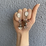 ホワイトシェルシルバーピアス