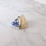 陶器×シトリンの金継ぎブローチ
