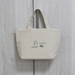 【SALE】猫の保冷ランチバッグ☆キャンバス保冷バッグ☆ナチュラルS 