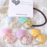 春のお花のパステルカラーヘアゴム