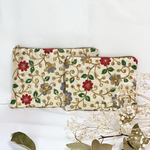インドシルク刺繍ファスナーポーチ001《大/小》マチ無