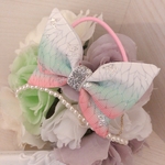 New💖幻想的なpink〜エメラルド greenカラー♡蝶々リボンのヘアゴム