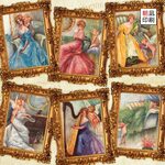 ドレスの貴婦人と天使のアンティークフレーム・コラージュに（ノーカット）