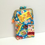 駄菓子パッケージ☆ブルー☆ 縦長がま口ポーチ10.5cm