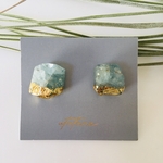 アクアマリン　天然石　金箔　一粒aquamarineピアス