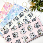 【限定価格】４枚セットのループ付きタオル 女の子 猫柄&パステル大きな花柄セット  