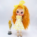 ミモザエプロンスカートとロンパースのセット