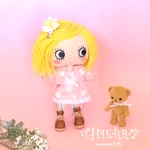 ☆THIERRY☆イーマリーちゃん着せ替えお洋服　さわやかブルー　ボレロ、ワンピース、お花の髪留め