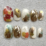 【 水彩×goldnail】ニュアンス　卒業式　成人式　振袖　袴　ネイルチップ　ジェルネイル　ゴールド