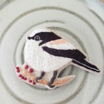エナガの刺繍ブローチ