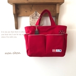 ポケットいっぱい　トートバッグ ❇︎ レッド&ハリネズミ11号帆布