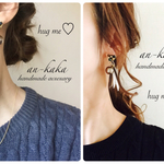 ○2way○グレージュパールとボヘミアングラスのタッセルピアス