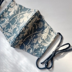 damask flower  ribbon mask 〈blue〉【おしゃれ 大人 立体 マスク  リボンマスク　フィルターポケット　マスクカバー　布マスク　　ボタニカル　ダマスク柄　花柄 】 