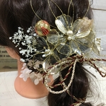 再販♡結婚式成人式アメリカンフラワー豪華髪飾り♡紐アレンジ♡ヘッドアクセ18