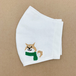 手刺繍マスク　マフラー柴犬