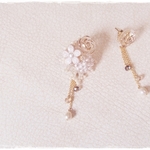 【予約注文分】追憶/Tatting lace asymmetric pierce(※チェーンキャッチ・チタンポスト等のお好みの金具を配送方法にてご選択いただけるようにしております)