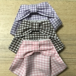 不織布マスクカバー　ギンガムチェック  春　マスクカバー　リボン　パステルカラー