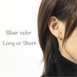 華奢*一粒クリスタル×line【silver】 ［ピアス/イヤリング］