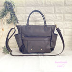 ☆受注制作☆おしりふきケース付き2wayマザーズバック☆合皮ダークブラウン