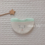 new◯36 クスッとお顔さん ハンドメイド たまごスタイ グリーンストライプ