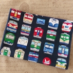 ランチョンマット　25×35　電車　フェイス　ネイビー