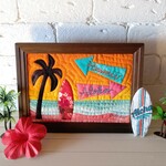 ハワイアンキルト《Morning Beach🌴》A5サイズ フレーム入り  