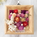 春うさぎのミニフレーム🐰✳︎お花畑のお昼寝✳︎うさぎと千日紅の花額