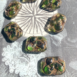 【2コセット】JIRI＊IVANA #czech beads#チェコビーズ　cat with a ball 22✖️16㎜　不規則marble peridot green/copper