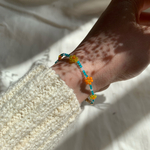 お花のビーズブレスレット🌼(turquoise)