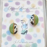 ダルメシアン×抹茶ピアス