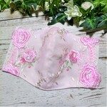立体マスク　布マスク　大人用　チュールレース　ＳＷＥＥＴピンクの花　大人可愛い　大きめ 