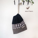 再販■巾着２Ｌ ２３×２８cm【cotton＆linen④紺】