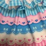 c様専用　　リボン🎀、ハート♥️、レース柄フリフリワンピース(ブルー)