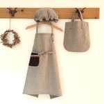 帽子が可愛い‼︎  キッズエプロンセット「  brown × charcoal 」