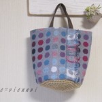 最終＊ポルカドット*カラフル水玉*ウール手編みバッグ*バケツ型