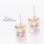 FlowerGlass~うさぎ~(449) ピアス/イヤリング/ノンホールピアス/樹脂ピアス