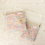 ラミネート　携帯用ボックスティッシュケース＆ばねポーチ(携帯ごみ入れ)セット【Betsy ベッツイ(ヴィーナス)】(リバティ生地使用)