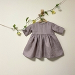 リネン ヨークワンピース ベビー  切り替えワンピース 麻100% 子供服