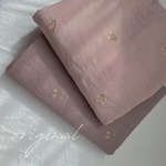 【new colorブラウン】original さくらんぼ刺繡ハーフリネン　