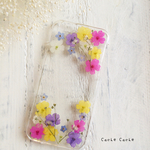 カラフルバーベナとかすみ草の押し花iPhoneケース