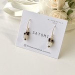 ムーンストーン×ブラックスピネル 小ぶりピアス イヤリング