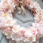 桜リース(23cm)＊SAKURAリボンのpinkパヴェ･2021＊フラワーリース・スプリングリース  ・ピンクリース・サクラリース