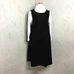 ブラック無地（ポリエステル）前ファスナーのふんわりフレアージャンパースカート　11号103