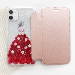 押し花ドレス 紫陽花とかすみ草【手帳型スマホケース】 iPhone17Pro/16e/15Pro/14Pro/13Pro/12Pro/SE iPhoneケース
