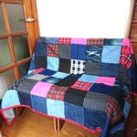 15☆デニムリメイク ミシンパッチワーク ソファーカバー マルチカバー マット お家時間 送料無料☆