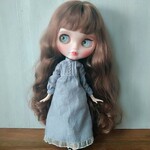 163.※ブライスアウトフィット※1/6ドール用ワンピース※春服グレーのワンピース 