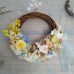 【特別価格】Lune Bonheur＜Ponpon Yellow＞＊ハーフムーンリース＊プリザーブドフラワー＊お花＊ギフト＊結婚祝い＊新築祝い＊お誕生日祝い＊ウェディング＊春の新作